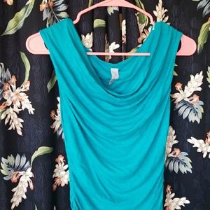 Teal rusched cocktail dress